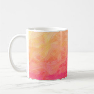 Mug Illustration Abstraite de Brus de soie rose et jau