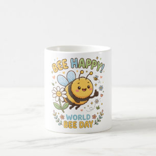 Mug Illustration adorable "Bee Happy!" pour la Journée