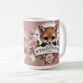Mug Illustration adorable de Fox avec Rose (Devant droit)