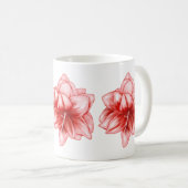 Mug Illustration Amaryllis rose et blanc (Devant droit)
