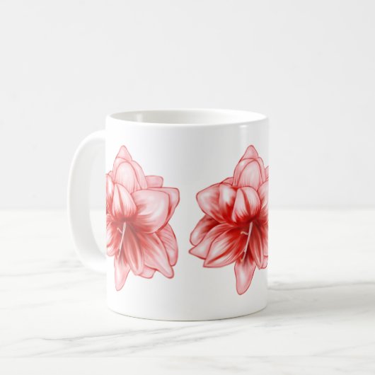 Mug Illustration Amaryllis rose et blanc (Devant gauche)