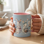 Mug Illustration aquarelle des sœurs lapines de la cha