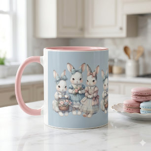 Mug Illustration aquarelle des sœurs lapines de la cha