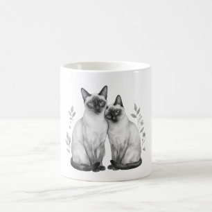 Mug Illustration aquarelle d'un élégant couple de chat
