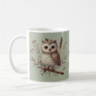 Mug Illustration botanique de chouette fantaisiste de