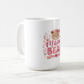 Mug Illustration botanique de maman ourse à fleurs ros (Devant gauche)