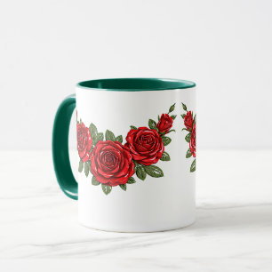 Mug Illustration botanique de roses rouges