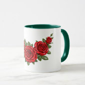 Mug Illustration botanique de roses rouges (Devant droit)