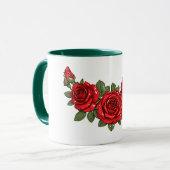 Mug Illustration botanique de roses rouges (Devant gauche)