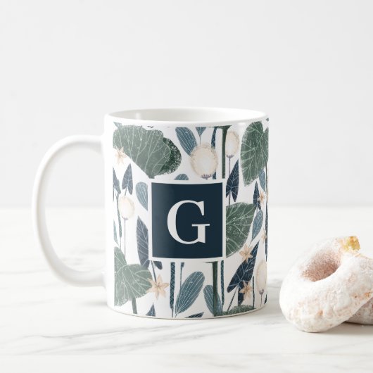 Mug Illustration botanique Plante Maman Monogramme (Avec donut)