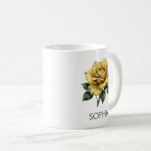 Mug Illustration Botanique - Rose Jaune (Devant droit)