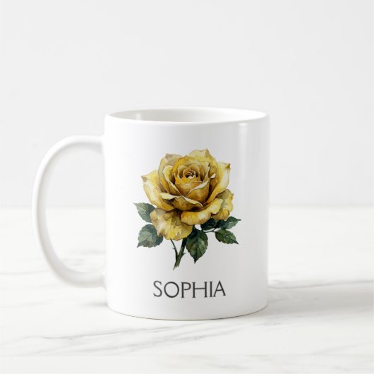 Mug Illustration Botanique - Rose Jaune (Gauche)