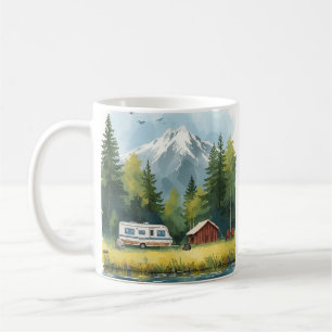 Mug Illustration Caravane Camping Paysage