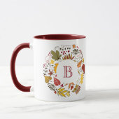 Mug Illustration circulaire des feuilles de couleur au (Gauche)