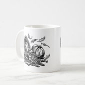 Mug Illustration classique en osier Cornucopia noir bl (Devant gauche)