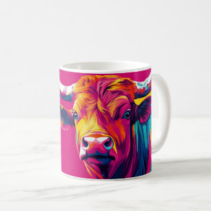 Mug illustration colorée et vibrante d'un taureau ou d