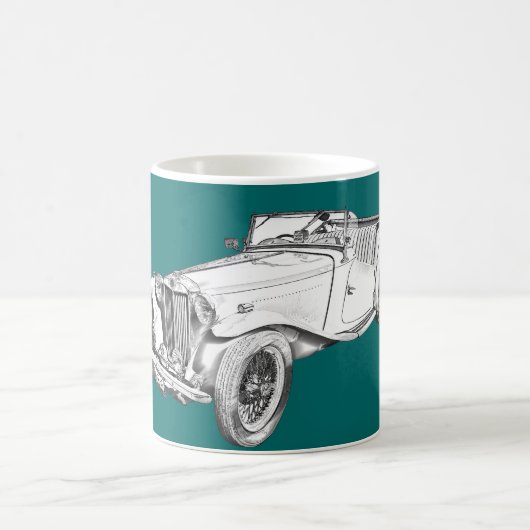 Mug Illustration convertible de voiture ancienne de MG (Centre)