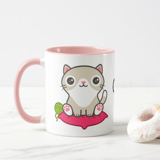Mug Illustration Cute Kitty (Avec donut)