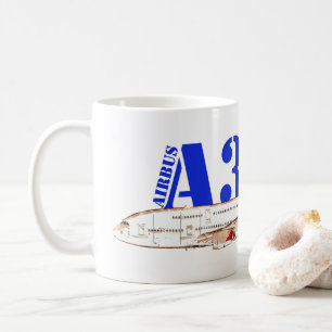 Mug Illustration d'Airbus A380 avec design de queue ro