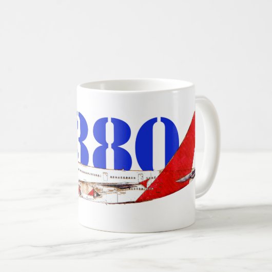 Mug Illustration d'Airbus A380 avec design de queue ro (Devant droit)