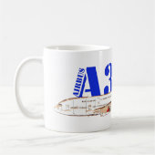 Mug Illustration d'Airbus A380 avec design de queue ro (Gauche)