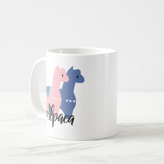 Mug Illustration d'Alpaca rose mou (Devant gauche)
