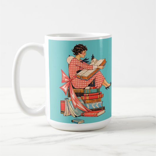 Mug Illustration d'amateur de livres anciens lisant (Gauche)