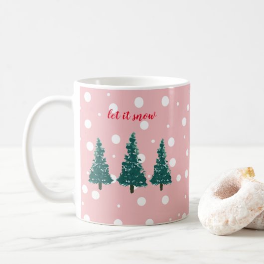 Mug Illustration d'arbre de Noël Laisser neiger café M (Avec donut)