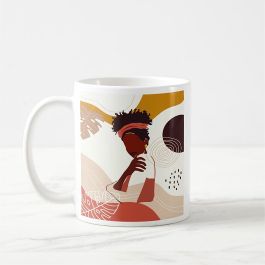 Mug Illustration d'art de femme noire, impression de p (Gauche)