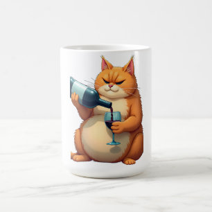 Mug Illustration d'art moderne de chat ivre de luxe