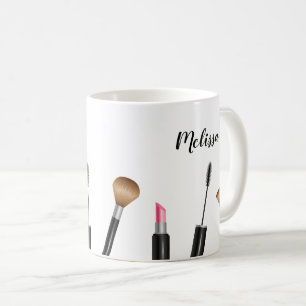 Mug Illustration d'articles de maquillage et nom perso