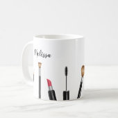 Mug Illustration d'articles de maquillage et nom perso (Devant gauche)