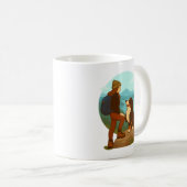 Mug Illustration d'aventure de fille et de chien de mo (Devant droit)