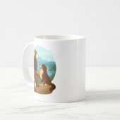 Mug Illustration d'aventure de fille et de chien de mo (Devant gauche)