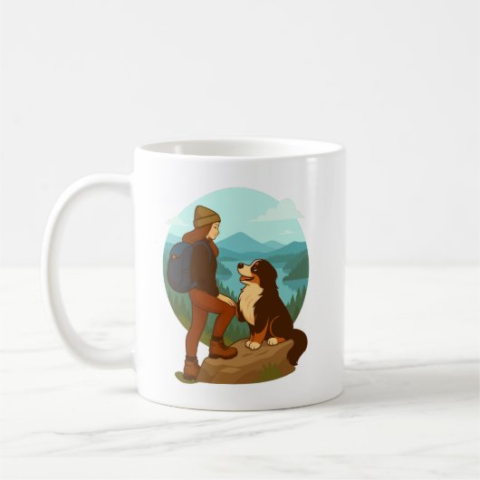 Mug Illustration d'aventure de fille et de chien de mo (Gauche)