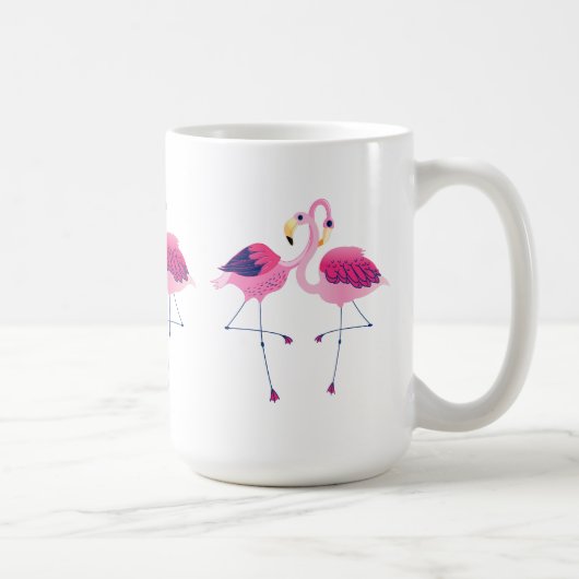 Mug Illustration de 3 paires de Flamants roses roses (Droite)