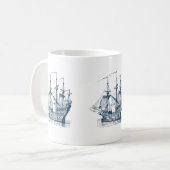 Mug Illustration de bateau nautique marine-Blue Wind (Devant gauche)