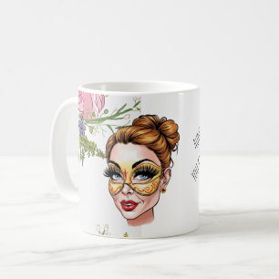 Mug Illustration de beauté de masquerade florale