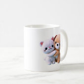 Mug Illustration de câlin de chiot et chaton mignon (Devant droit)