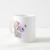 Mug Illustration de câlin de chiot et chaton mignon (Devant gauche)