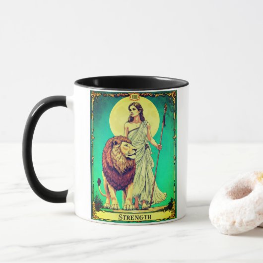 Mug Illustration de carte de tarot, Force (Avec donut)