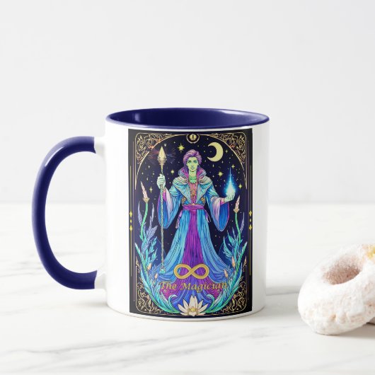 Mug Illustration de carte de tarot, Le Magicien (Avec donut)