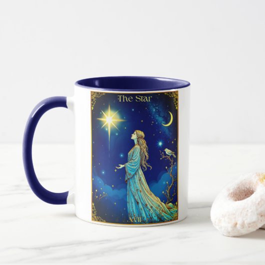 Mug Illustration de carte de tarot, L'Étoile (Avec donut)