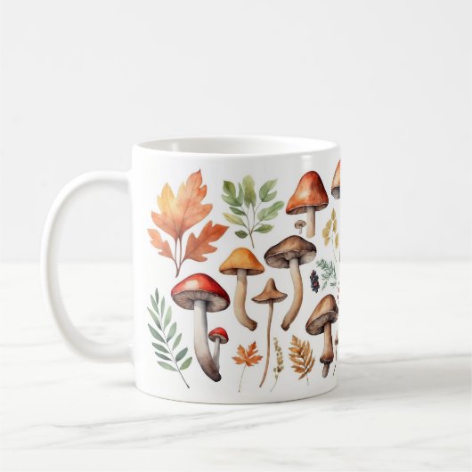 Mug Illustration de champignons et de feuilles foresti (Gauche)