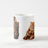 Mug Illustration de chat au café cosy (Centre)