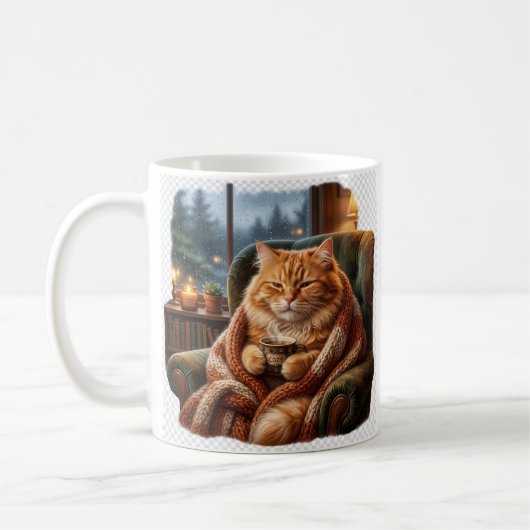 Mug Illustration de chat au café cosy (Gauche)