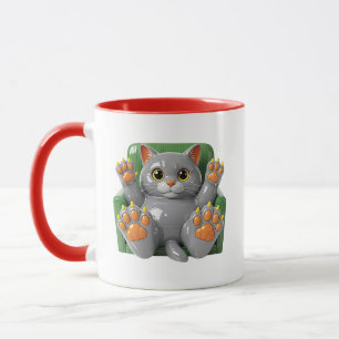 Mug Illustration de chat brillante grise mignonne