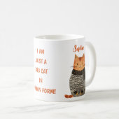 Mug Illustration de chat ironique avec nom Drôle Cat C (Devant droit)