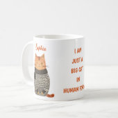 Mug Illustration de chat ironique avec nom Drôle Cat C (Devant gauche)