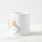 Mug Illustration de chat kawaii et cœurs de café (Devant gauche)